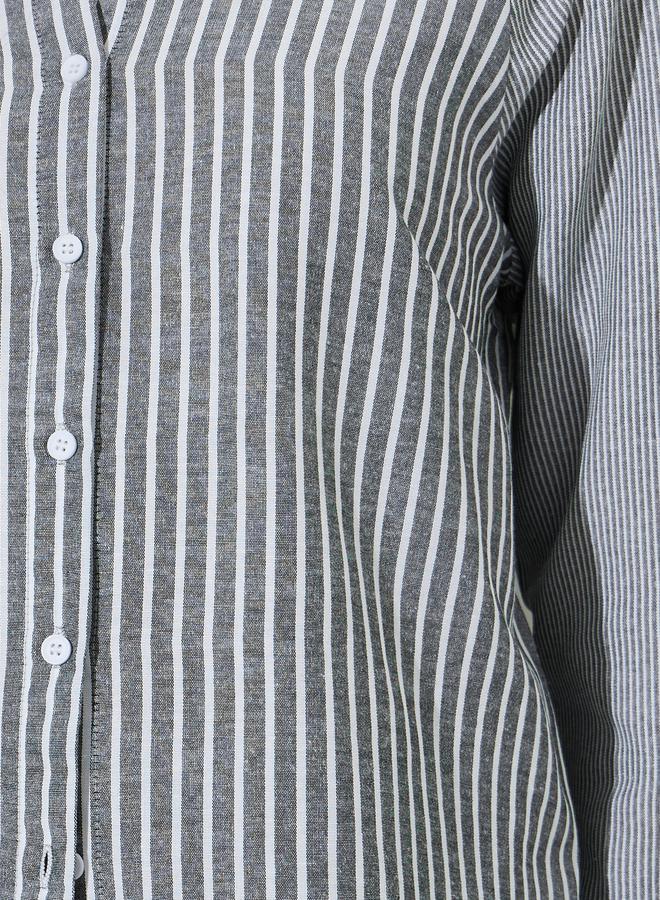 Styli Black Striped Raglan Sleeve Shirt - Image 3