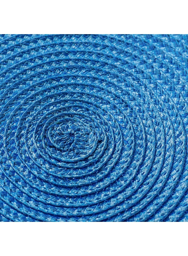 Round Braided Placemats 15 Inch Round Table Mats for Dining Tables Woven Heat Resistant Place mats Set of 6 (Sky Blue) - Image 5