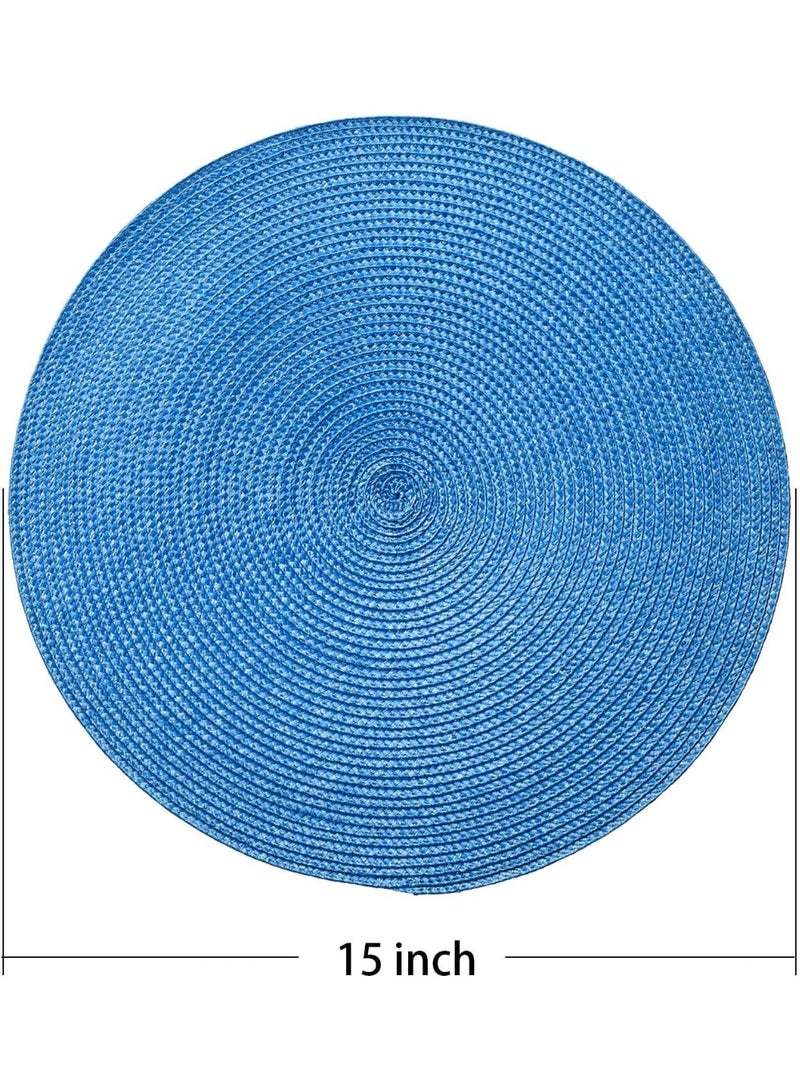 Round Braided Placemats 15 Inch Round Table Mats for Dining Tables Woven Heat Resistant Place mats Set of 6 (Sky Blue) - Image 4