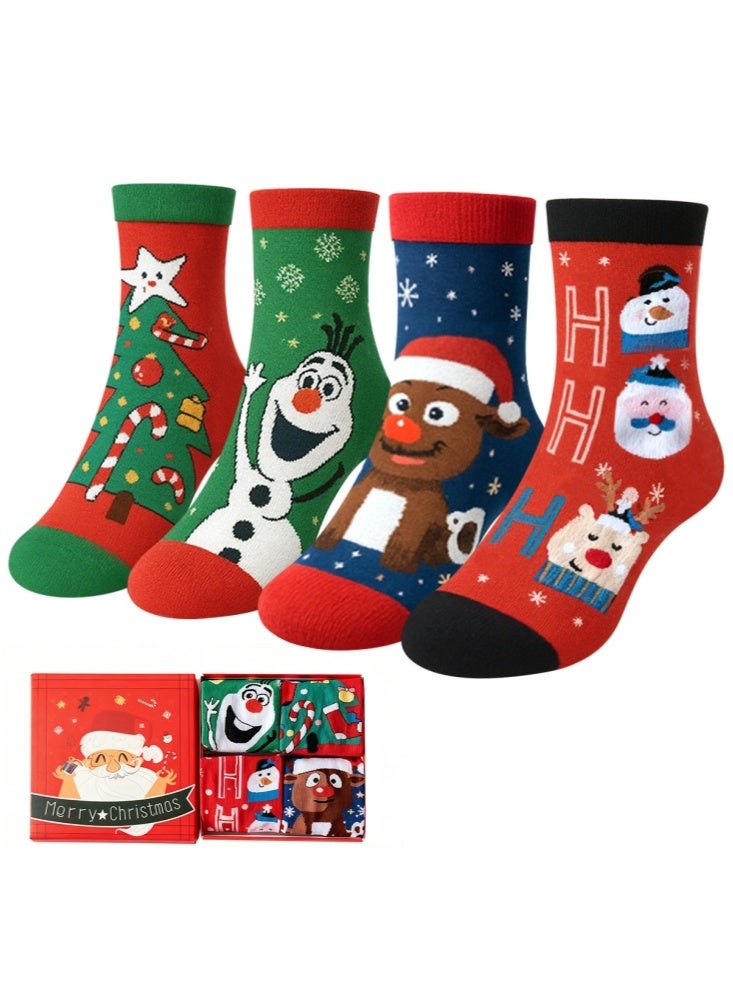 جيجيرو جوارب عيد الميلاد للنساء، 4 أزواج، جوارب نسائية مرحة ومبتكرة، هدايا رائعة للعطلات للنساء والفتيات - Image 1
