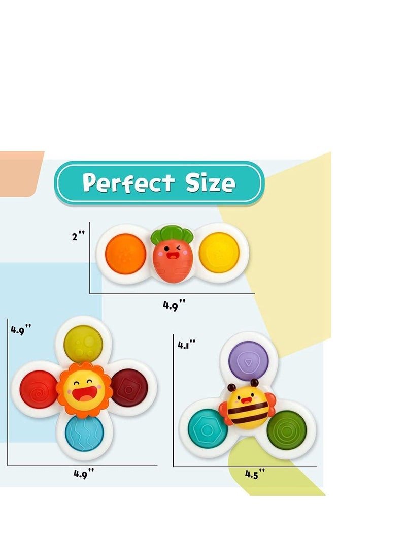 3 Pcs Suction Cup Spinner Toys, Spinners Dimple Toy w/ Pop Fidget Function, Push Pop Bubble Sensory Rotating Fun, Ideal, Anxiety, Dining, Fidget Toy for Girls Boys - Image 5