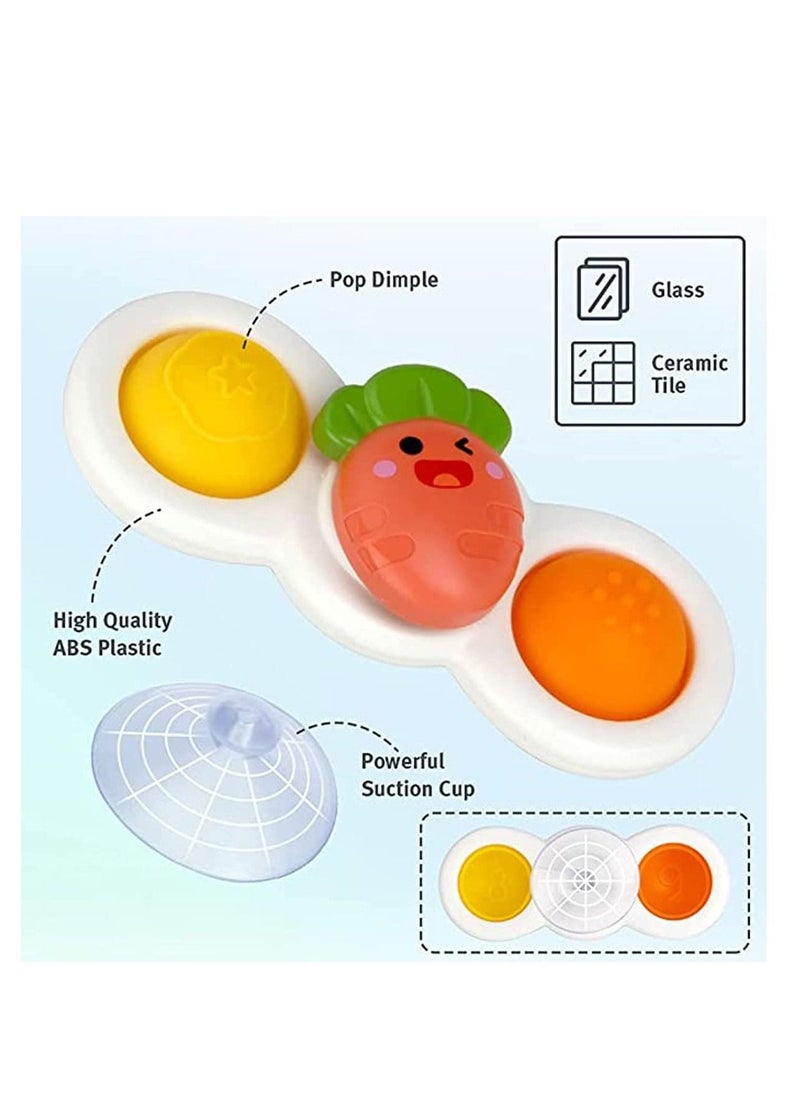 3 Pcs Suction Cup Spinner Toys, Spinners Dimple Toy w/ Pop Fidget Function, Push Pop Bubble Sensory Rotating Fun, Ideal, Anxiety, Dining, Fidget Toy for Girls Boys - Image 2
