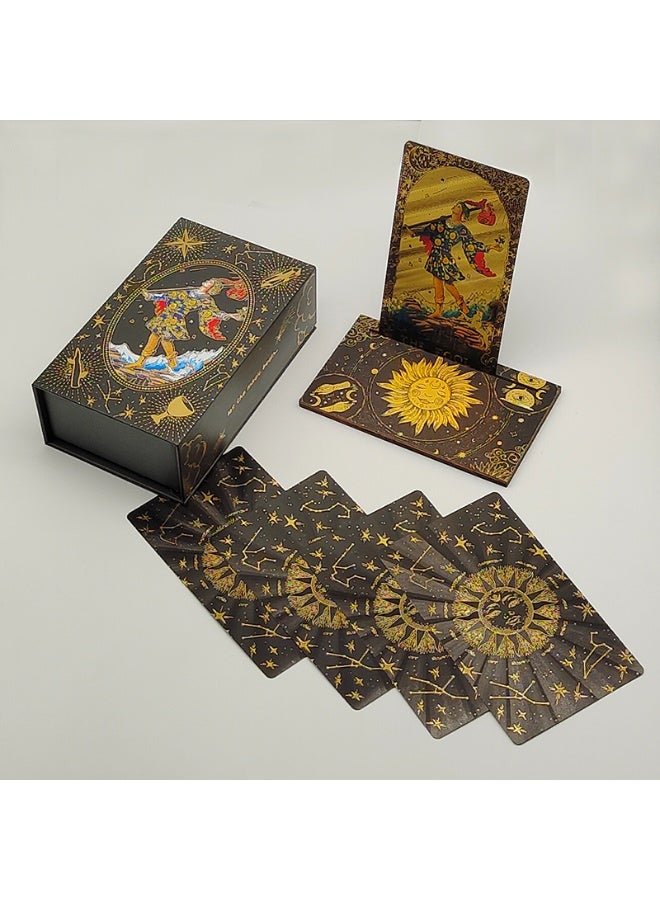 NIBEMINENT The luxurious and exquisite Divina gold foil Tarot deck set, accompanied by a beautiful board game set, can be used for predictions, and comes with a wooden card rack. - Image 3