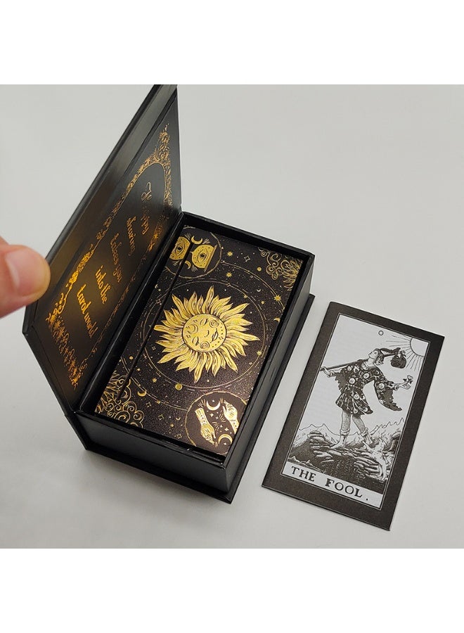 NIBEMINENT The luxurious and exquisite Divina gold foil Tarot deck set, accompanied by a beautiful board game set, can be used for predictions, and comes with a wooden card rack. - Image 2