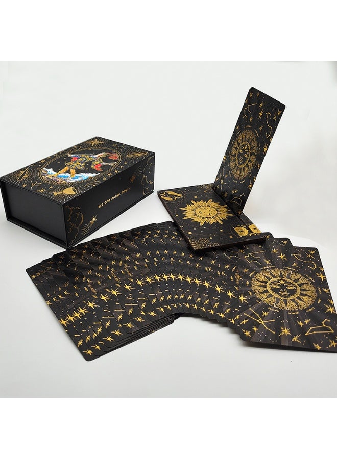 NIBEMINENT The luxurious and exquisite Divina gold foil Tarot deck set, accompanied by a beautiful board game set, can be used for predictions, and comes with a wooden card rack. - Image 5