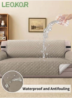 LEOKOR 3 Seat Sofa Slipcover 100% Waterproof Pets Protector Furniture Covers Easy-Going Reversible Couch Cover with Non Slip Elastic Straps  - Image 1