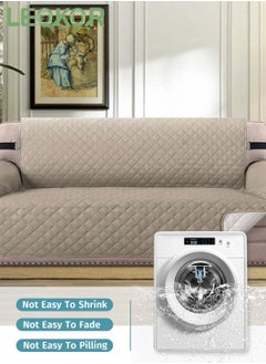 LEOKOR 3 Seat Sofa Slipcover 100% Waterproof Pets Protector Furniture Covers Easy-Going Reversible Couch Cover with Non Slip Elastic Straps  - Image 3