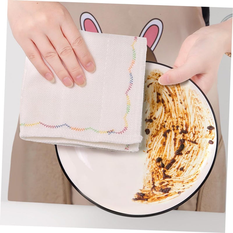 3Pcs Absorbent Kitchen Dish Towels Set 30cm Non Stick Oil Reusable Cotton Gauze Cleaning Cloths White - Image 5