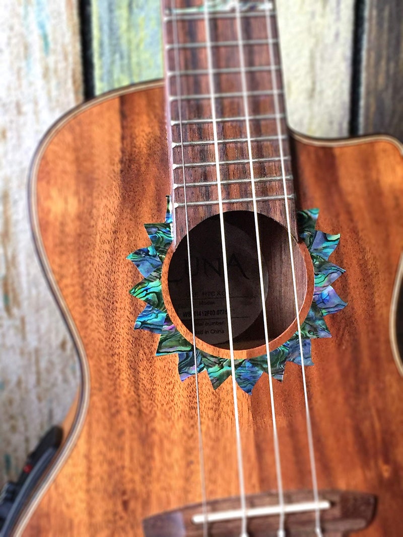 Inlaystickers Decal for Concert Ukulele - Soundhole Rosette/Purfling - Sun - Abalone Blue,UKR-304SP-AB-C - Image 2