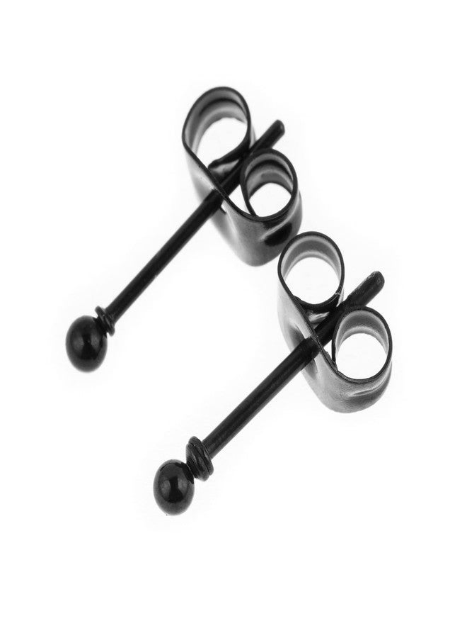 Memsion 316L Surgical Steel Earrings Hypoallergenic Black Ball Stud Earrings Set for Women Men Nickel Free Cartilage Ear Rings 3 Pairs of 2mm Tiny Stainless Steel Stud Earrings - Image 5