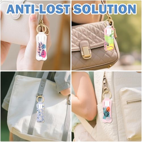 LUCKINEE 5PCS Lip Balm Holder For ChapStick Key Chain Lipstick Holder Key Chain, PU Leather Lip Balm Holder Pouch Keychain Lip Gloss Keychain With O Spring Key Chains Women Cute - Image 5
