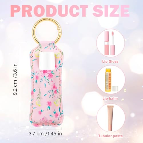 LUCKINEE 5PCS Lip Balm Holder For ChapStick Key Chain Lipstick Holder Key Chain, PU Leather Lip Balm Holder Pouch Keychain Lip Gloss Keychain With O Spring Key Chains Women Cute - Image 2
