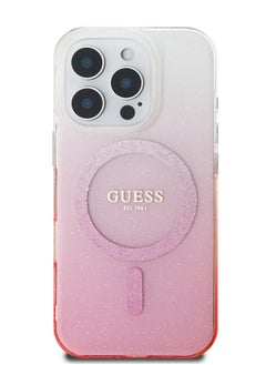 GUESS Magsafe IML Glitter Gradient Hard Case for iPhone 16 Pro / Slim Profile/ Easy Snap-On / Comfortable Grip - Pink  - Image 1