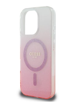 GUESS Magsafe IML Glitter Gradient Hard Case for iPhone 16 Pro / Slim Profile/ Easy Snap-On / Comfortable Grip - Pink  - Image 2