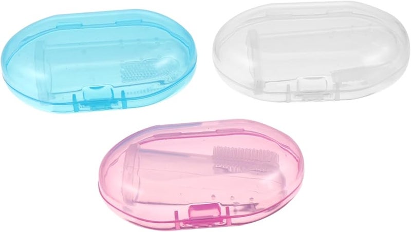 Safigle 3 Pack Silicone Finger Toothbrush for Babies Infants Soft Gentle Teething Cleaning - Image 1