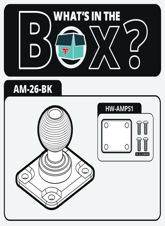 Tackform AMPS Mount - 25.4mm/1”/B-Sized System Compatible | CNC 6061-T6 Aluminum Ball | 4-Hole Drill Base | Mount Direct to Dash, AMPS, or Grid Style Brackets | Includes Hardware Kit | - Image 3