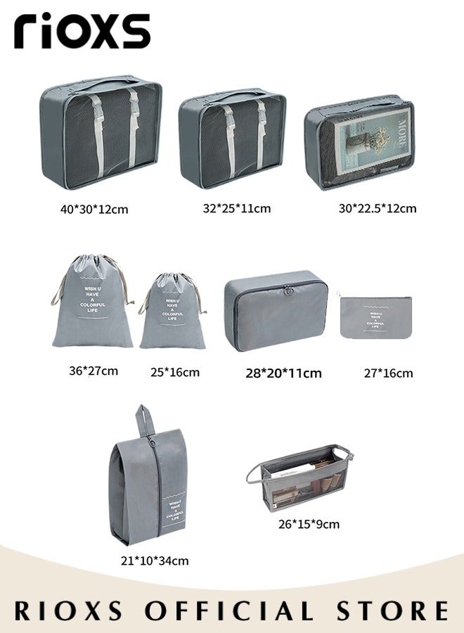 ريوكس 9 قطع مكعبات تغليف للسفر، منظم مكعبات تغليف أمتعة مقاوم للماء، مجموعة مكعبات تغليف للسفر، مكعبات تخزين الملابس والأحذية، حقائب منظم سفر قابلة لإعادة الاستخدام للأغراض الأساسية للسفر - Image 2