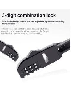 SYOSI 2Pcs Zip Tie Bike Lock Lightweight Combination Bicycle Lock Small Cable Lock 3 Digit Security Tie Outdoor Equipment Cable Lock for Bikes Refrigerators Helmets Luggage Skis Black  - Image 3