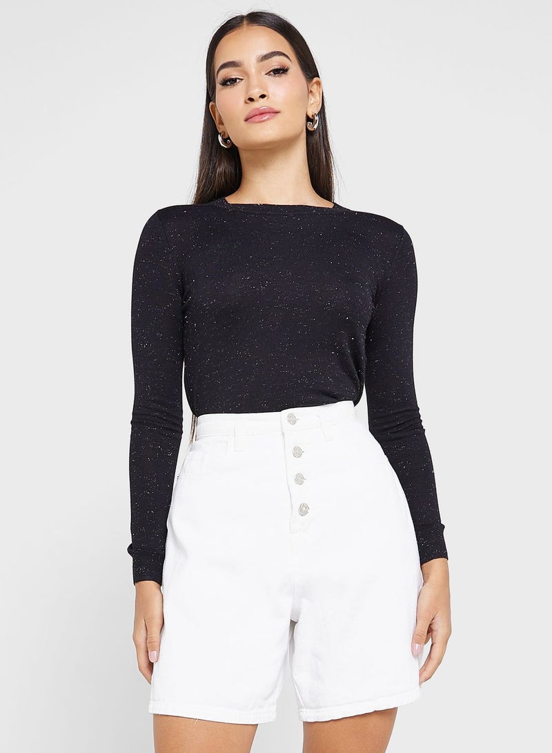 WHISTLES Crew Neck Shimmer Sweater - Image 1