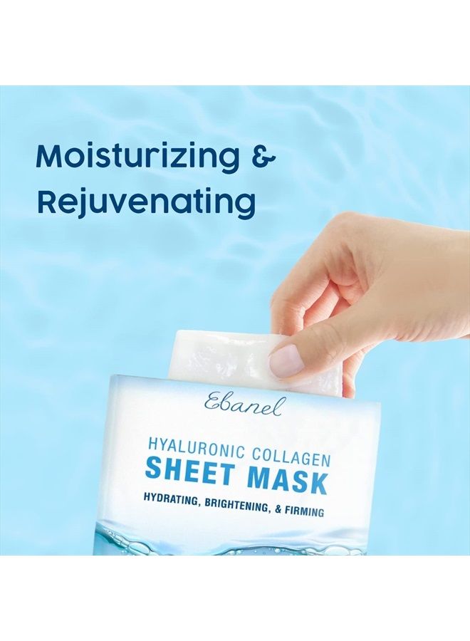 Ebanel 10 Pack Collagen, Instant Brightening And Hydrating Face Sheet Mask With Aloe Vera, Hyaluronic Acid, Vitamin C And E, Chamomile, Anti Aging With Hydrolyzed Collagen, Peptide  - Image 2