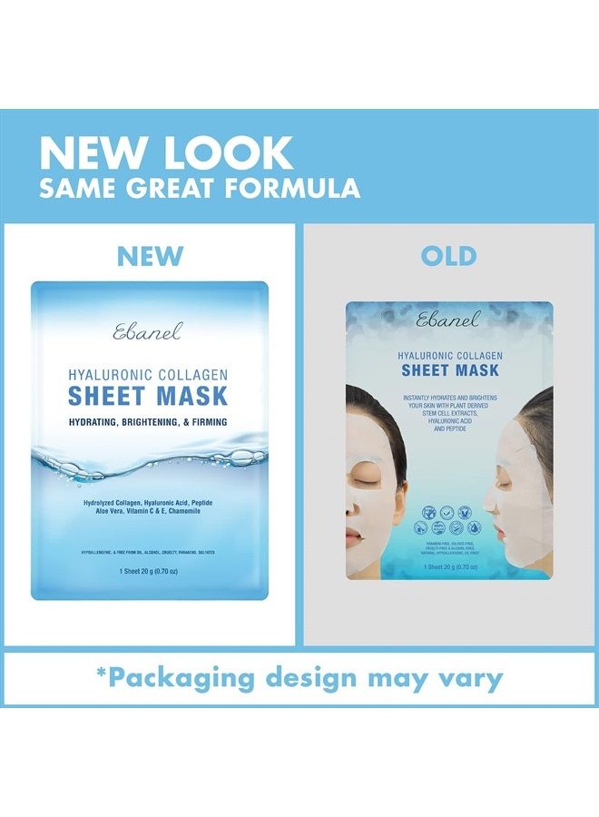 Ebanel 10 Pack Collagen, Instant Brightening And Hydrating Face Sheet Mask With Aloe Vera, Hyaluronic Acid, Vitamin C And E, Chamomile, Anti Aging With Hydrolyzed Collagen, Peptide  - Image 4