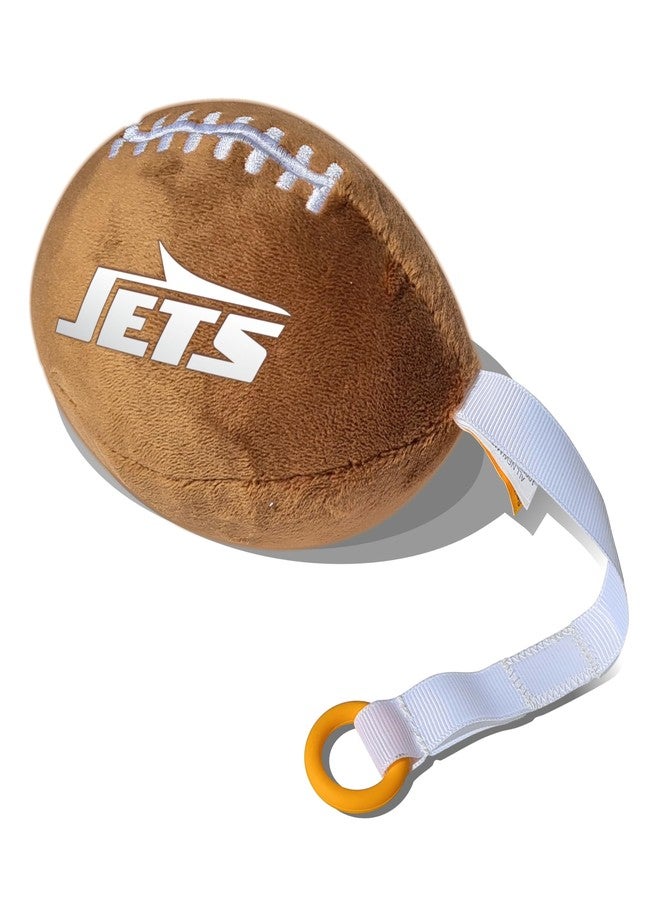 Smilo New York Jets Plush Football Pacifier Holder by Smilo - Officially Licensed NFL Soother Holder - Soft Plush Toy and Dummy Holder - Fits Any Pacifier - Stroller Accessory & Newborn Essential - Image 1