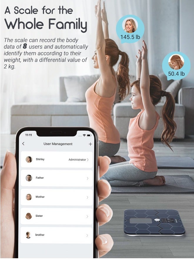 إنك بيرد INKBIRD ميزان لياقة بدنية ذكي عبر بلوتوث مع تحليل 19 مؤشرًا للجسم، شاشة VA ملونة، زجاج موصل مغطى بطبقة ITO، أجهزة استشعار دقيقة، وتخزين بيانات دون اتصال  - Image 5