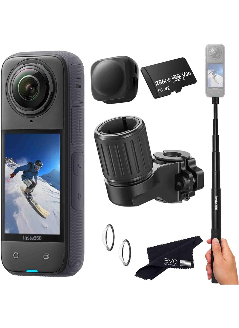 Insta360 Insta360 X4 Skiing Bundle  Waterproof 360 Action Camera with 12 48MP Sensors 8K 360 HDR Video Bundle Includes Ski Pole Mount Invisible Selfie Stick Lens Cap 256GB  - Image 1