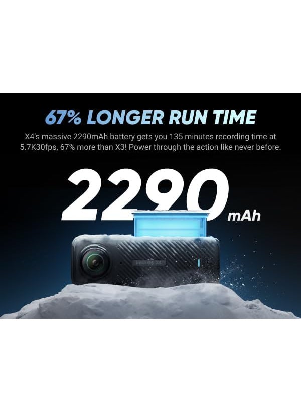 Insta360 Insta360 X4 Skiing Bundle  Waterproof 360 Action Camera with 12 48MP Sensors 8K 360 HDR Video Bundle Includes Ski Pole Mount Invisible Selfie Stick Lens Cap 256GB  - Image 5