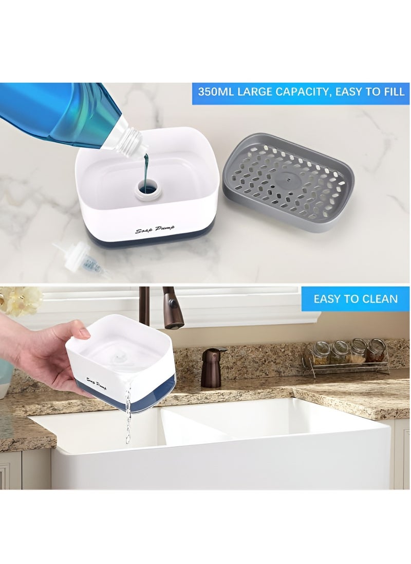 BORTONY Soap Pump Dispenser Kitchen Dish Soap Dispenser with Sponge Holder 2-in-1 Countertop Soap Pump Dispenser for Kitchen Sink Dishwashing Soap Dispenser  - Image 5