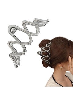 Silver Metal Wavy Squiggle Hair Claws for Thick Hair  Large NonSlip Hair Clamps and Styling Accessories Gift for Women and Girls