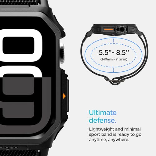 Spigen for Apple Watch Series 11/10 46mm Band with Case, Lite Fit Pro Durable TPU Cover with Lightweight Fabric Strap - Matte Black - Image 4