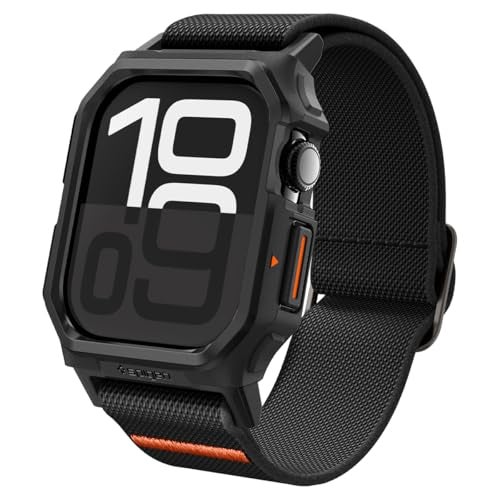 Spigen for Apple Watch Series 11/10 46mm Band with Case, Lite Fit Pro Durable TPU Cover with Lightweight Fabric Strap - Matte Black - Image 1