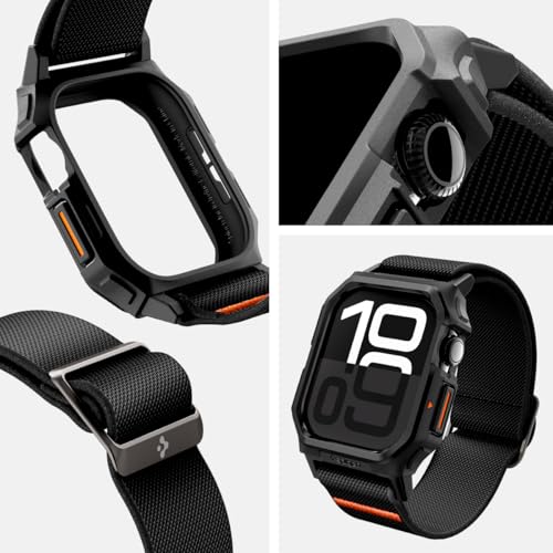 Spigen for Apple Watch Series 11/10 46mm Band with Case, Lite Fit Pro Durable TPU Cover with Lightweight Fabric Strap - Matte Black - Image 3