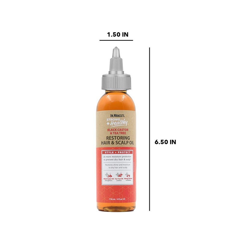 Dr. Miracle's Strong & Healthy Restoring Oil with Black Castor Oil, Tea Tree Oil, and Mango Butter for 2x Moisture - 4oz - Image 4