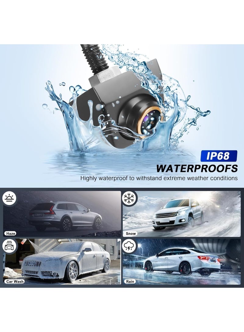 SOLARAE كاميرا احتياطية للسيارات، شاشة عرض أمامية وخلفية بدقة 1080P HD، كاميرا عكسية مقاومة للماء برؤية ليلية بزاوية 170°، كاميرا احتياطية للرؤية الخلفية للسيارة، الشاحنات، المركبات الترفيهية، الجرارات، الحافلات، مقطورات نصف، بيك أب، سوداء - Image 5