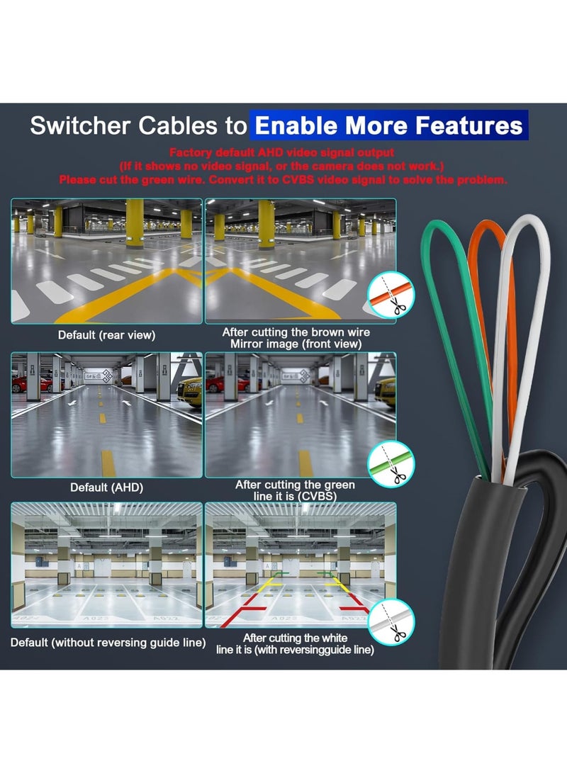 SOLARAE كاميرا احتياطية للسيارات، شاشة عرض أمامية وخلفية بدقة 1080P HD، كاميرا عكسية مقاومة للماء برؤية ليلية بزاوية 170°، كاميرا احتياطية للرؤية الخلفية للسيارة، الشاحنات، المركبات الترفيهية، الجرارات، الحافلات، مقطورات نصف، بيك أب، سوداء - Image 4