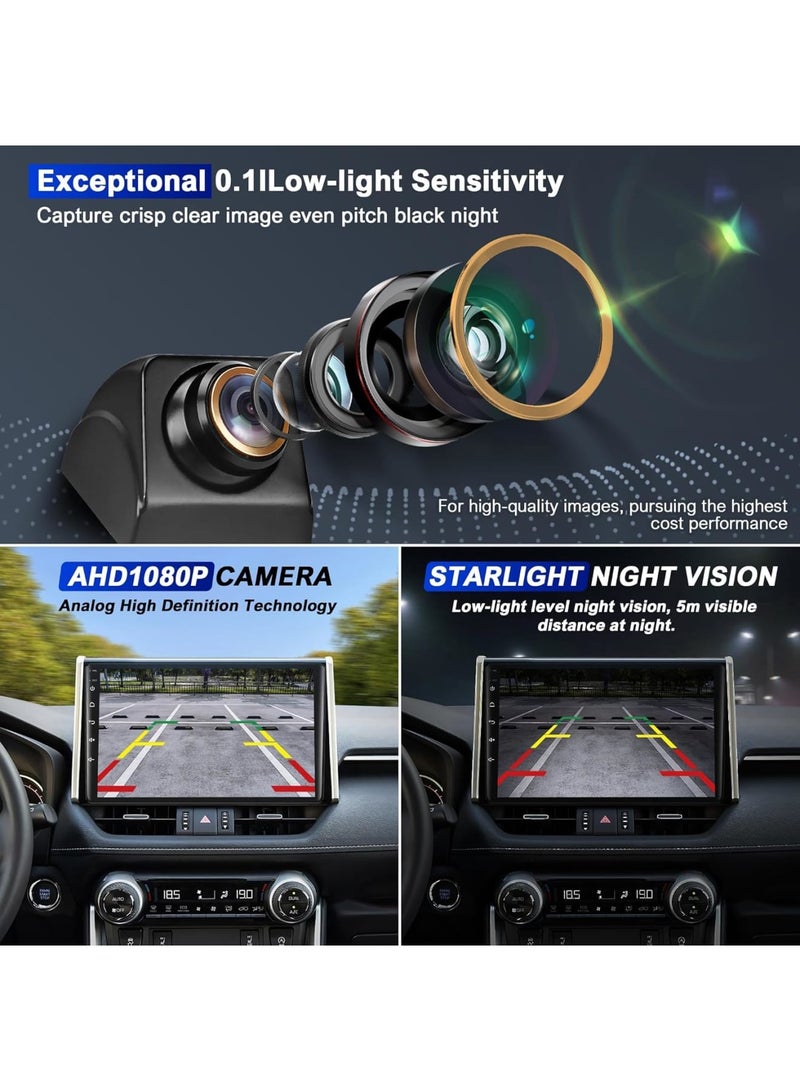 SOLARAE كاميرا احتياطية للسيارات، شاشة عرض أمامية وخلفية بدقة 1080P HD، كاميرا عكسية مقاومة للماء برؤية ليلية بزاوية 170°، كاميرا احتياطية للرؤية الخلفية للسيارة، الشاحنات، المركبات الترفيهية، الجرارات، الحافلات، مقطورات نصف، بيك أب، سوداء - Image 2