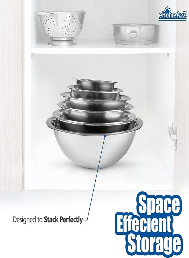 EHOMEA2Z Mixing Bowls Metal Stainless Steel,Kitchen Nesting Bowls for Space Saving Storage Gadgets, Baking, Cooking, Breader Bowl, Polished Mirror (7,2x0.75,1.5,3,4,5,8 QT) - Image 4