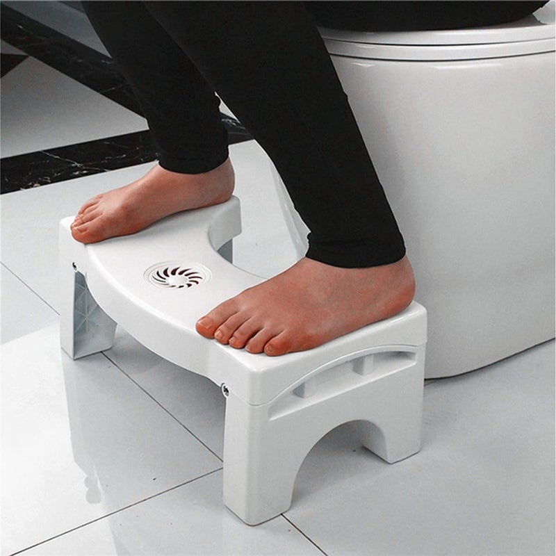 SWEEVAN Folding Squatting Toilet Stool Plastic NonSlip Foldable Bathroom Stools Toilet Step Stool Kids Comfortable Squat Aid Stool with Aromatherapy Clean Toilet Air