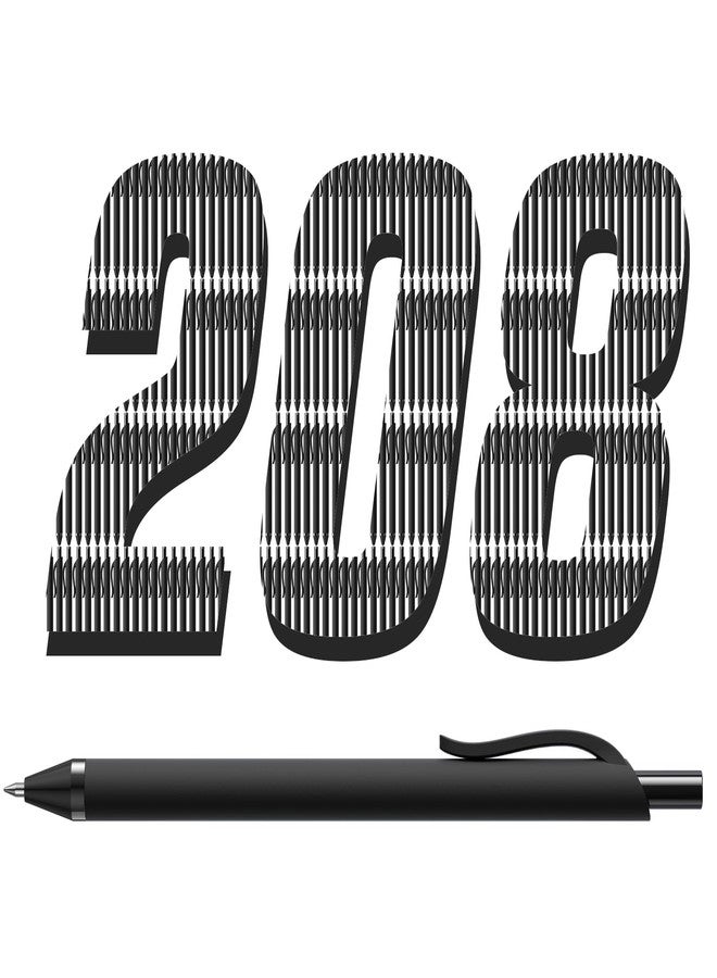InkSlick 208 Pack Black Pens - Bulk Pens, Medium Point Ballpoint Pens, Smooth Ink, 1.0MM Retractable Click Pen for Waitress, Server, Office Black Ink - Image 1