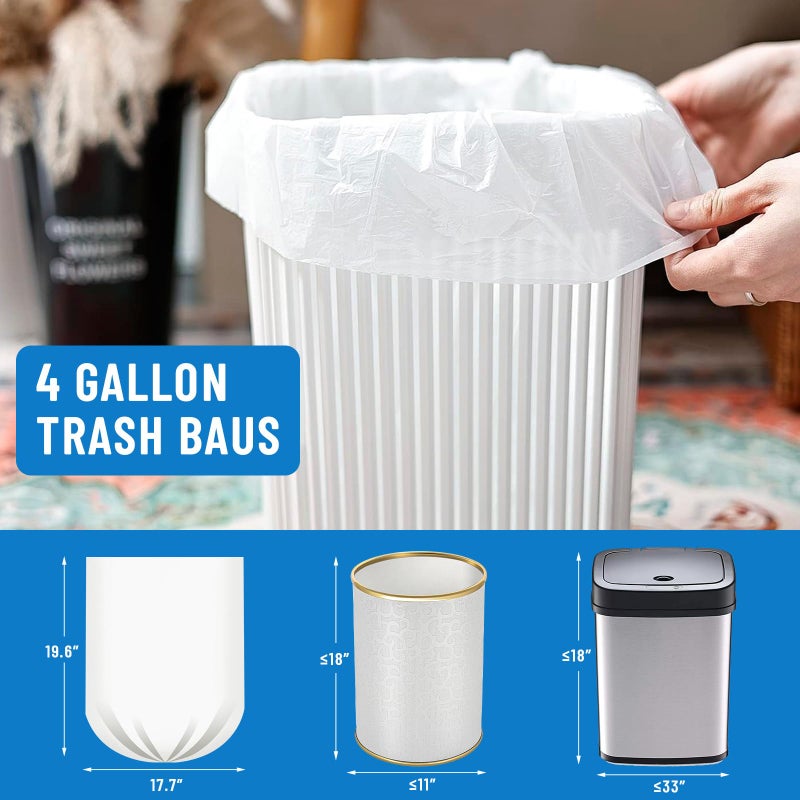 LainNeala Small Trash Bags 4 Gallon, 100 Count Small Garbage Bag Bathroom White Mini Trash Bag Trash Can Liners Unscented Small Garbage Bags for Bathroom Can - Image 2