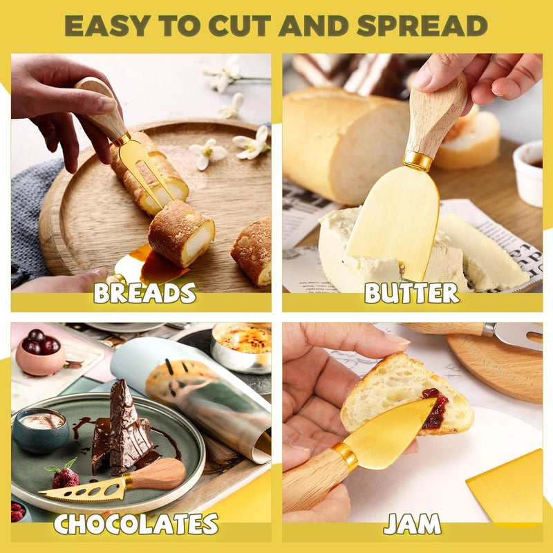 Mlurcu Charcuterie Boards Accessories Gold Charcuterie Utensils Cheese Butter Spreader Knife Set Small Serving Tongs Forks and Spoons Dipping Bowls Honey Dippers Toothpick Flags for Party Platter Making - Image 5