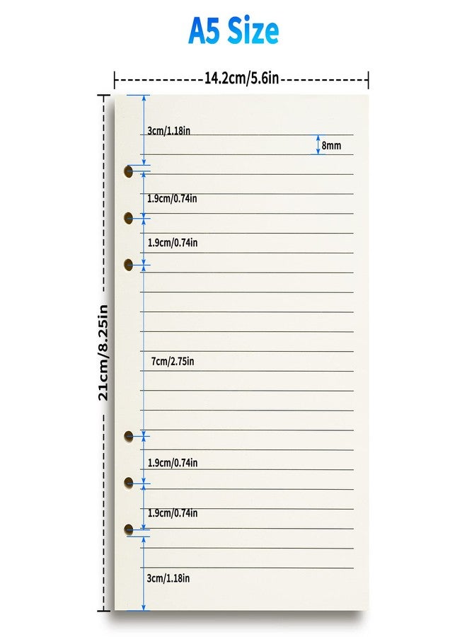 Tofun A5 Line Refill Paper, A5 Binder Refills for 6-Ring Binders Planner Traveller Journal Notebook Dairy, 8mm Ruled Filler Paper Insert, 80 Sheets 160 Pages, Lined - Image 2