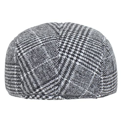 Zacharias Men's Checkered Woolen Golf Cap with Earmuff (Pack of 1) (eg-08_Light Grey_Free Size) - Image 3