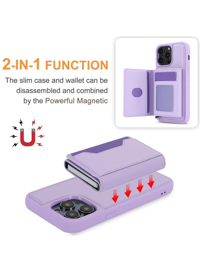 Zaboon Case For iPhone 13 Pro Max RFID Anti-theft Detachable Card Bag Leather Phone Case - Image 2