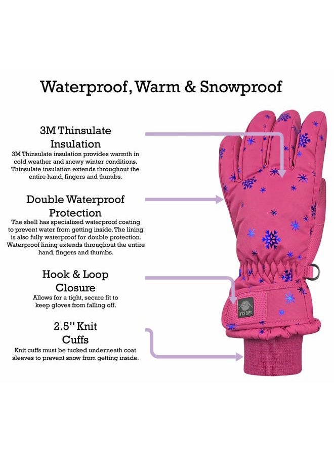N'Ice Caps Kids Scroll Print Waterproof Thinsulate Insulated Winter Snow Gloves - Image 4