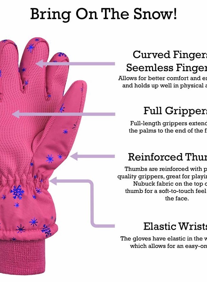 N'Ice Caps Kids Scroll Print Waterproof Thinsulate Insulated Winter Snow Gloves - Image 5