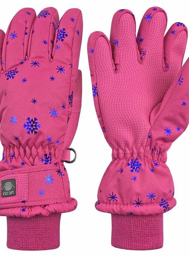 N'Ice Caps Kids Scroll Print Waterproof Thinsulate Insulated Winter Snow Gloves - Image 1