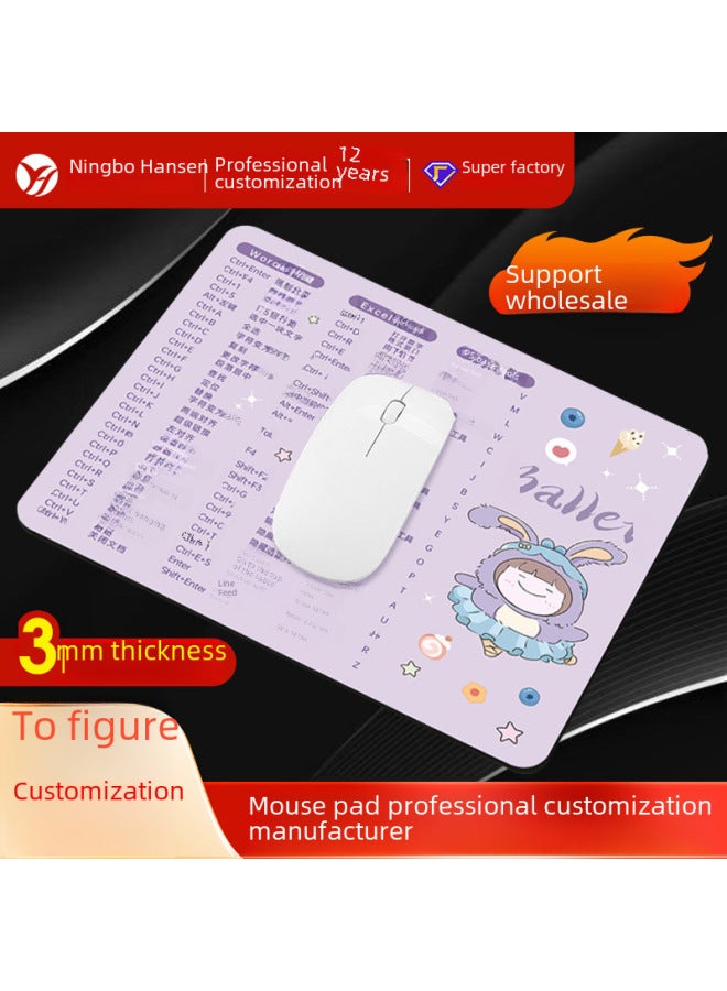 Cartoon Anime Personalized Non-slip Mouse Pad Large And Small Thickened Office Shortcut Key Computer Desk Pad Custom Plus Logo-Color: Length/width/thickness: 250x370x2mm-Pattern:Planet Cat Key